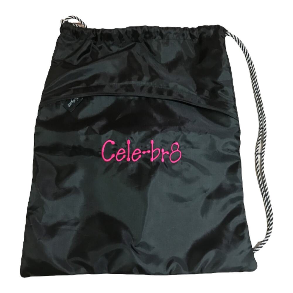 Thirty-One Girls Drawstring Backpack 8th Birthday‎ Black Cinch Bag Cele-br8